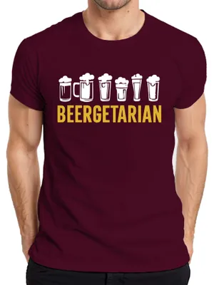 Immagine prodotto di Maglietta da uomo Beergetarian amante della birra regalo birra fan birra artigianale pub, Borgogna, XL