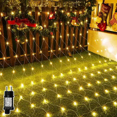 Produktbild von LED Lichternetz 3x2m Warmweiß Lichterkette 8 Lichtmodi Lichtervorhang Wasserdicht Weihnachten Garten Party Deko