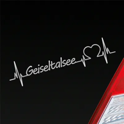 Produktbild von Auto Aufkleber Geiseltalsee Herz Puls See Sea Liebe Love 19x5 cm Silber Sticker Heckscheibenaufkleber