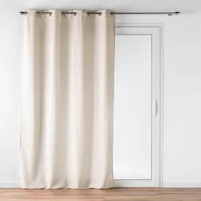 Produktbild von Beige Gardine mit Ösen im Leinenlook, LUOLINE, 140 x 240 cm