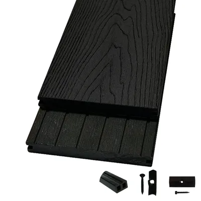 Produktbild von Woodstore24 WoodoMalta Komplettset 2,4 m - anthrazit - 5 m² - Terrassendiele - Massivdiele - Rutsch- & Wetterfest - Breite: 146 mm, Stärke: 18 mm