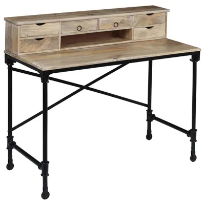 Image de Bureau Bois de manguier massif et acier 110 x 50 x 96 cm