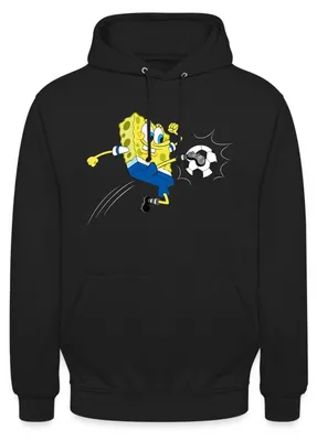 Produktbild von Spreadshirt Spongebob Schwammkopf Kickt Einen Fußball Uni Hoodie, 3XL, Schwarz