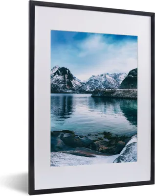 Produktbild von MuchoWow® Gerahmtes Poster Wasser - Berge - Natur 30x40 cm - Poster mit Schwarzem Bilderrahmen Wandposter Rahmen Foto Bilder - Wandposter Schlafzimmer