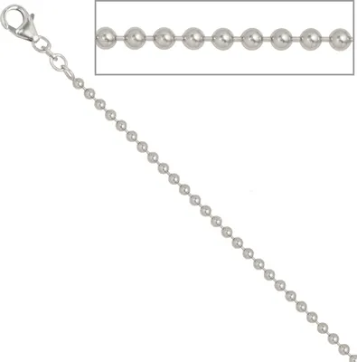 Produktbild von JOBO Kugelkette 925 Sterling Silber rhodiniert 2,5 mm 90 cm Halskette Kette Karabiner