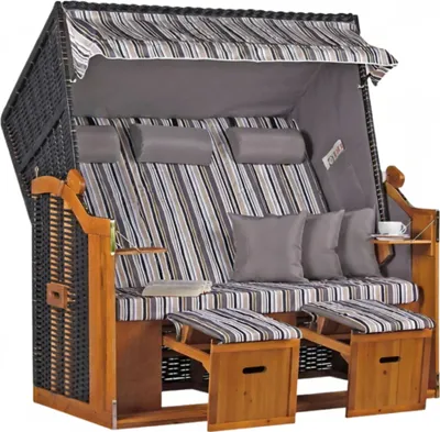 Produktbild von Strandkorb XXL 3 Sitzer für Garten & Terrasse aus Wacholderholz – Mr. Deko