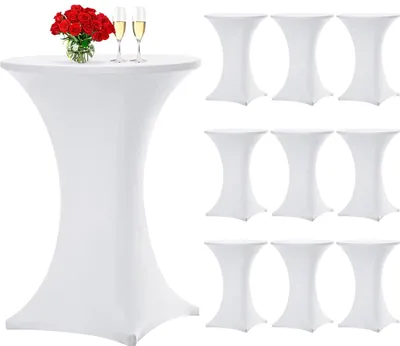 Produktbild von Tischdecken Teruntrue 10 Stück Elasthan 32"x43" weiß für Veranstaltungen