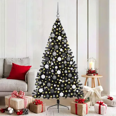 Produktbild von Möbel Künstlicher vorbeleuchteter Weihnachtsbaum Schwarz 180 cm PVC - Weihnachtsgirlanden 3397140