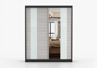 Produktbild von Schwebetürenschrank Kleiderschrank Schrank 183 cm Schwarz/Kathult mit Spiegel, 2-türig, Schlafzimmer