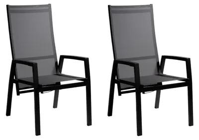 Produktbild von Gartenstühle - Anthrazit - Grau - Textilen - Aluminiumrahmen - stapelbar - 2er Set