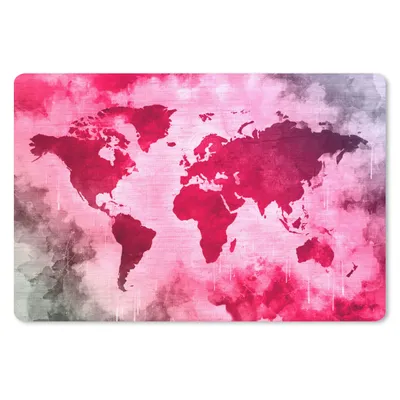 Produktbild von MuchoWow® Schreibtischunterlage Weltkarte - Rot - Schwarz 60x40 cm - XXL Mauspad - Großes Mauspad