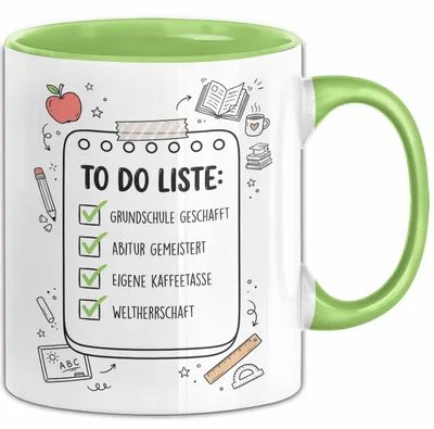 Produktbild von Schüler Abschluss Tasse Geschenk Lustige Geschenkidee Spruch Grundschule Geschafft Abitur Gemeistert (Grün)