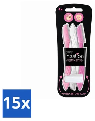 Imagen del producto de 15 unidades de Wilkinson Intuition Perfect Finish, delineador de cejas con 3 cuchillas – Paquete económico