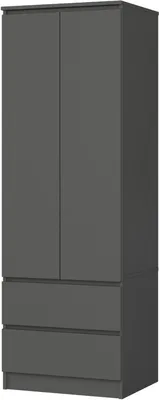 Immagine prodotto di Armadio - Mobiletto contenitore - Cassettiera - Per la camera da letto - Con 2 ante - Porta appendiabiti - Larghezza 60 cm - Grigio grafite