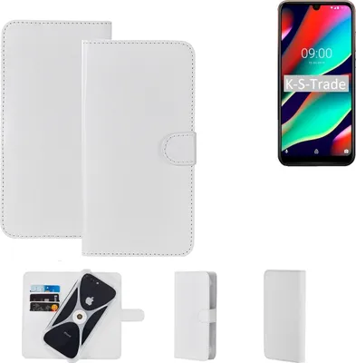 Produktbild von K-S-Trade Handy Hülle Schutz Hülle kompatibel mit Wiko View 3 Cover Case Bookstyle Bumper weiß 1x