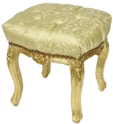 Immagine prodotto di Casa Padrino Sgabello barocco motivo oro / oro 45 x 40 x h. 35 cm - Sgabello barocco fatto a mano con pietre scintillanti - Mobili in stile barocco