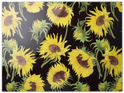 Immagine prodotto di Aria, pannello decorativo in vetro, 40x30 cm, motivo girasoli