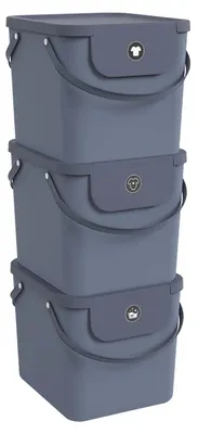 Produktbild von Rotho 3tlg.Wäschesortiersystem Set 40 L Albula aus Kunststoff - Wäschesammler mit Deckel - Wäschekorb 40,0 x 35,8 x 34,0 cm - Wäschesortierer