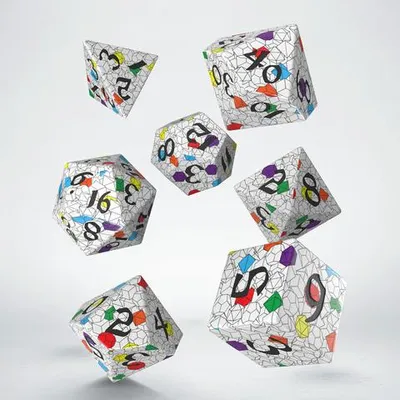 Produktbild von Q-Workshop Würfelset Origin Full Art für Tabletop-Spiele, Rollenspielrunden und Sammlungen