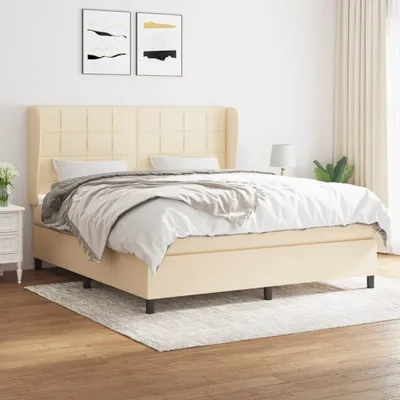Produktbild von The Living Store Boxspringbett mit Matratze Creme 160x200 cm Stoff