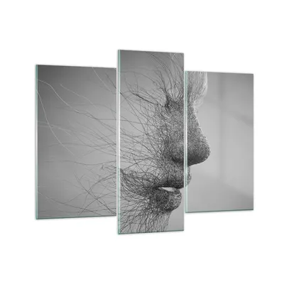 Produktbild von Bilder auf glas - 3 Teile - Gesicht Grafiken Fäden - 130x100cm - Glasbilder - Wandbilder - Bilder - zum Aufhängen bereit - Wanddekoration aus Glas - Glas Bilder - Wandbild auf Glas - GCB130x100-4324