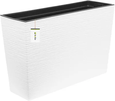 Obrázek produktu pro Květináč 2 v 1 Květináč z plastu s vnitřní vložkou, struktura dláta bílá V 36 cm Délka 56 cm