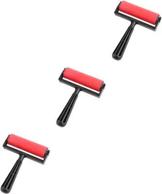 Productafbeelding van Rubberen Inktrollers - Grafische Rollers - Drukwerk Projecten - Comfortabel Handvat - 10 Cm Breed - Rood
