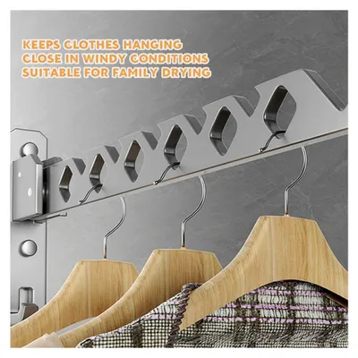 Produktbild von Wandkleiderhaken klappbar, drehbar 180° für Waschküche, Badezimmer, Balkon (Schwarz)