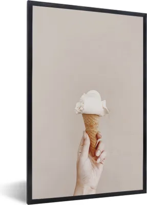 Produktbild von MuchoWow® Gerahmtes Poster Sommer - Eiscreme - Weiß 20x30 cm - Poster mit Schwarzem Bilderrahmen Wandposter Rahmen Foto Bilder - Drucken - Bilder Poster im Rahmen