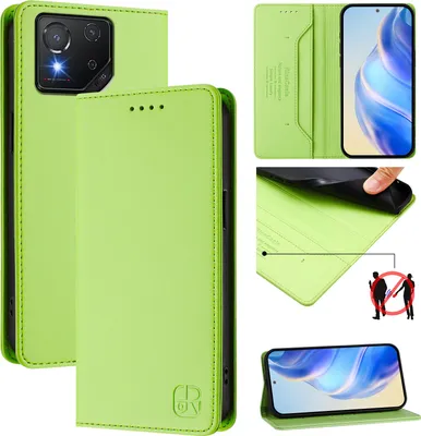 Obrázek produktu pro Kožené pouzdro pro Asus ROG Phone 8 / 8 Pro, flipové pouzdro s přihrádkami na karty, peněženkou a stojánkem Zelený