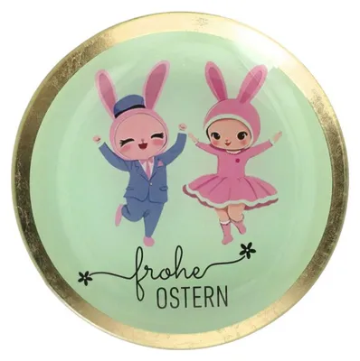 Produktbild von Love Plates, Glasteller "Frohe Ostern", M rund