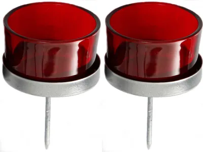 Produktbild von 2x Kerzenhalter rot Teelichthalter Teelichtgläser Kerzenhalter zum Stecken Kerzenpicks für Adventskranz 5cm