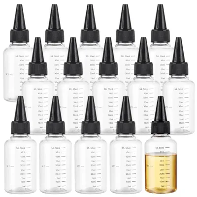 15er-Set 50 ml transparente Quetschflaschen mit Drehverschluss