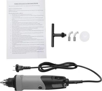 Image de Outil électrique rotatif - Mini-meuleuse - 400 W 220 V - 5000-28000 tr/min - 6 vitesses - Pince de serrage 0,05-0,66 cm - Moteur en cuivre - Argent