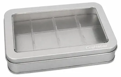 Immagine prodotto di Contenitore per timbri - Scatola porta-timbri per 12 mini timbri - 2,54 x 2,54 cm - Coperchio trasparente