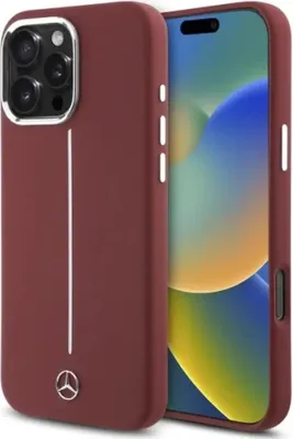 Produktbild von Fall Mercedes Silikon Weiß Streifen Magsafe Na Iphone 16 Pro Max - Czerwone