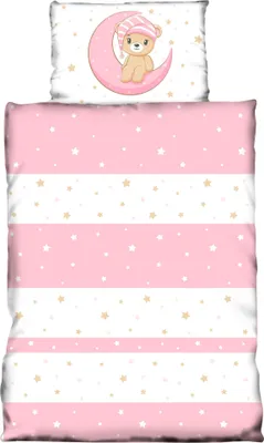 Produktbild von Kinder Baby Bettwäsche 100x135 cm Teddy Bären Sterne Jungen Mädchen Microfaser, Farbe:rosa