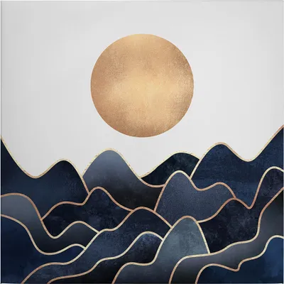 Produktbild von Leinwandbild Kunst 50 x 50 cm - Wandbild Gold Blau - Keilrahmen Abstrakt Wohnzimmerdeko Wanddeko Wandgemälde
