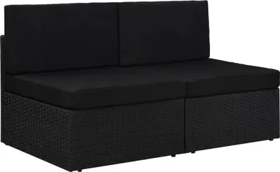 Image de The Living Store Canapé modulable 2 places Poly rotin noir