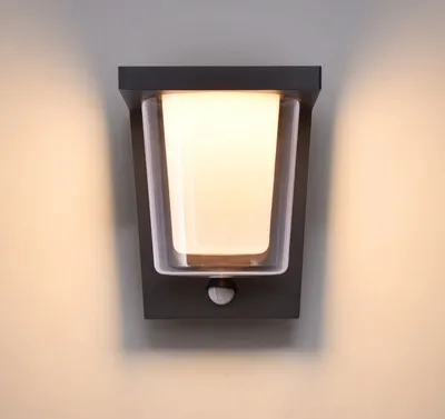 Produktbild von LED Außenwandleuchte mit Bewegungsmelder UMAX Anthrazit – 13,5W 815lm Warmweiß 3000K IP44 – Moderne Außenleuchte aus Aluminium