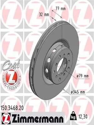 Produktbild von ZIMMERMANN Coat Z Bremsscheibe Vorne Links für BMW 5 Limousine (E39) 345mm 150.3468.20