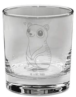 Produktbild von Mr. & Mrs. Panda Glas Plumplori Glücklich - Transparent - Geschenk, Gute Laune, für Gin, Glück, Longdrinkglas, Cocktailglas, Niedlich, Tumbler, gravur