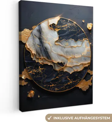 Obrázek produktu pro OneMillionCanvasses® - Obrazy na plátně - Umění - Zlatá - Černá - Moderní - Abstraktní umění, Nástěnné dekorace Obrazy Obývací pokoj, 60x80cm