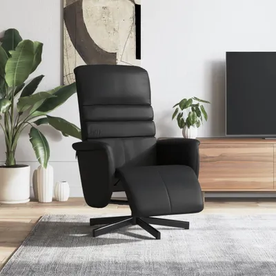 Produktbild von Relaxsessel/Loungesessel/TV-Sessel - mit Fußteil Schwarz Kunstleder - Couchsessel CC21653