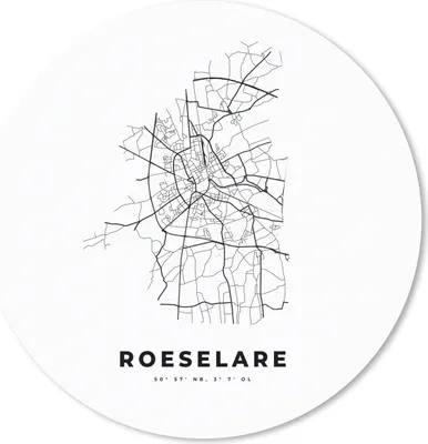 Produktbild von MuchoWow® Mauspad Mousepad Karte - Stadtplan - Roeselare - Belgien - Schwarz und weiß 30x30 cm - Mousepads - Maus Mat - Pad - Mausunterlage - Tischunterlage - Schreibtischmatten