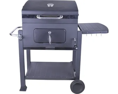 Produktbild von Holzkohlegrill Stahl 117,5 x 66 x 107,5 cm schwarz Grillrost Stahl verchromt inkl. Grillrost, Deckelthermometer, Deckel