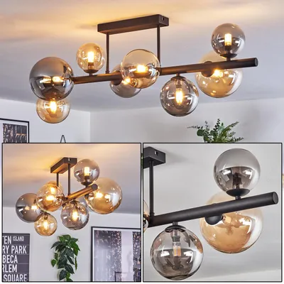 Produktbild von Isorella Deckenlampe aus Metall/Glas in Schwarz/Bernstein-/Rauchfarben