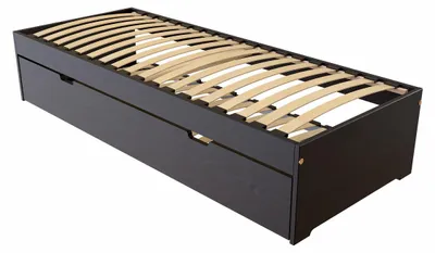 Image de Lit gigogne 70x190 Malo pin massif, Noir