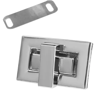 1 Set Metall Mappenverschluss Steck Dreh Verschluss Schloss, silber 32x21