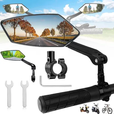 Produktbild von Verstellbarer 360° Fahrradrückspiegel - Lenker Spiegel für Fahrrad - 1 Stück - Schwarz